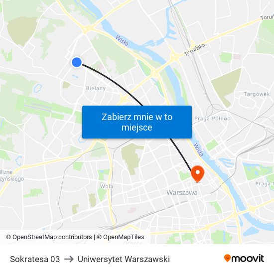 Sokratesa 03 to Uniwersytet Warszawski map