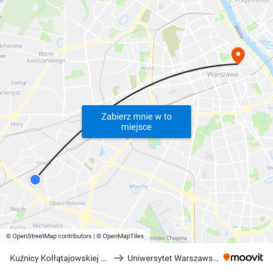 Kuźnicy Kołłątajowskiej 01 to Uniwersytet Warszawski map