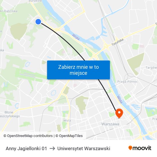 Anny Jagiellonki to Uniwersytet Warszawski map