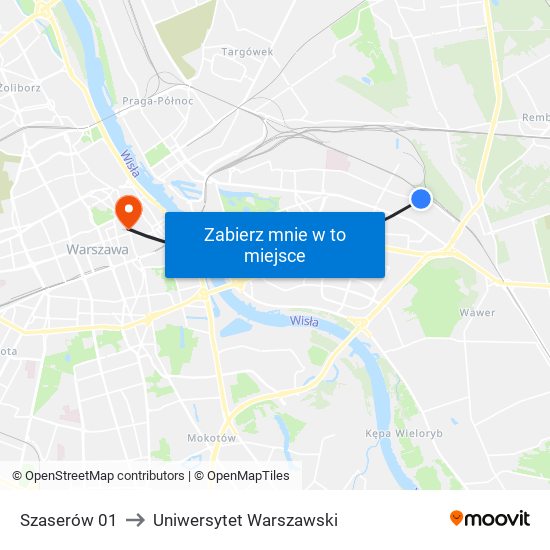 Szaserów to Uniwersytet Warszawski map