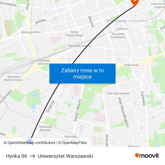 Hynka 06 to Uniwersytet Warszawski map