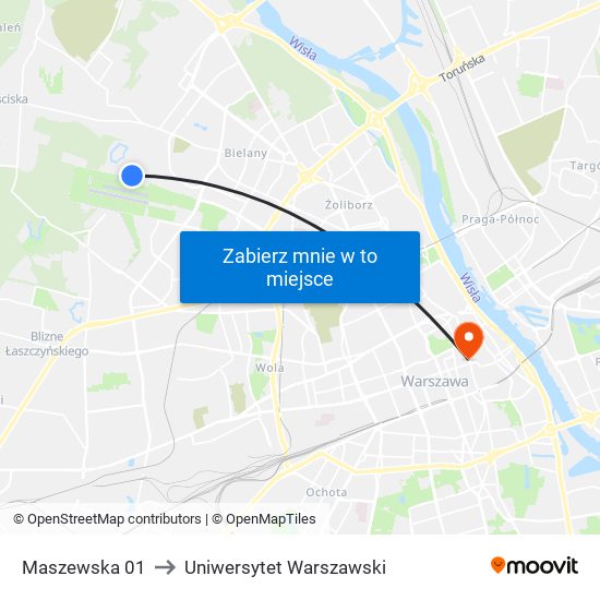 Maszewska to Uniwersytet Warszawski map