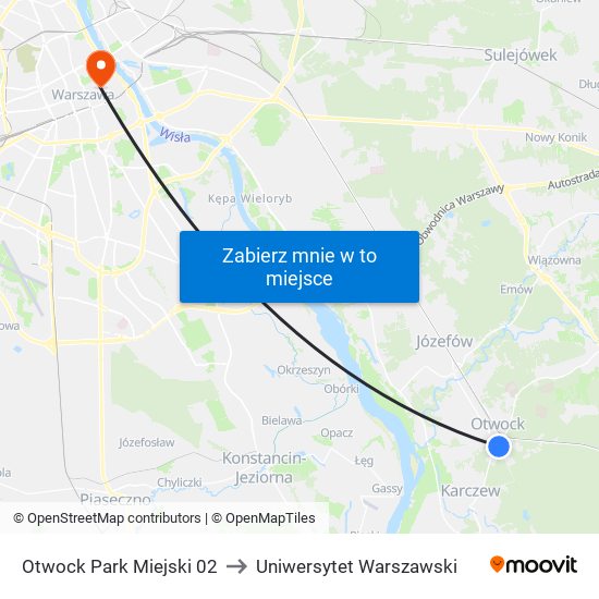 Otwock Park Miejski 02 to Uniwersytet Warszawski map