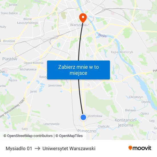 Mysiadło to Uniwersytet Warszawski map