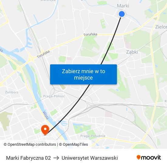 Marki Fabryczna 02 to Uniwersytet Warszawski map