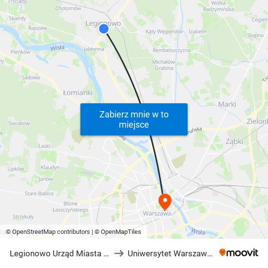 Legionowo Urząd Miasta 01 to Uniwersytet Warszawski map