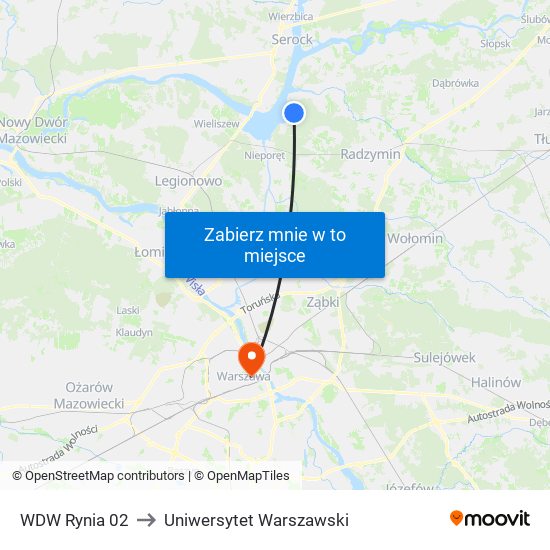 WDW Rynia 02 to Uniwersytet Warszawski map