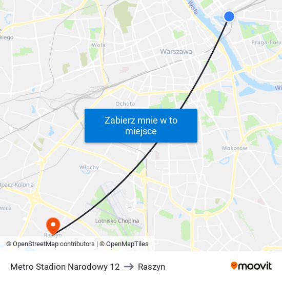 Metro Stadion Narodowy 12 to Raszyn map