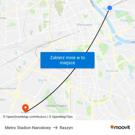 Metro Stadion Narodowy to Raszyn map
