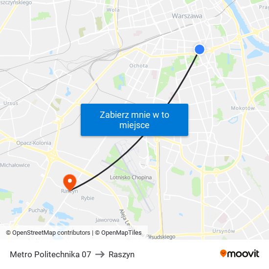 Metro Politechnika 07 to Raszyn map