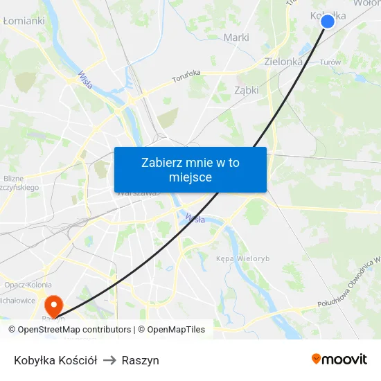 Kobyłka Kościół to Raszyn map
