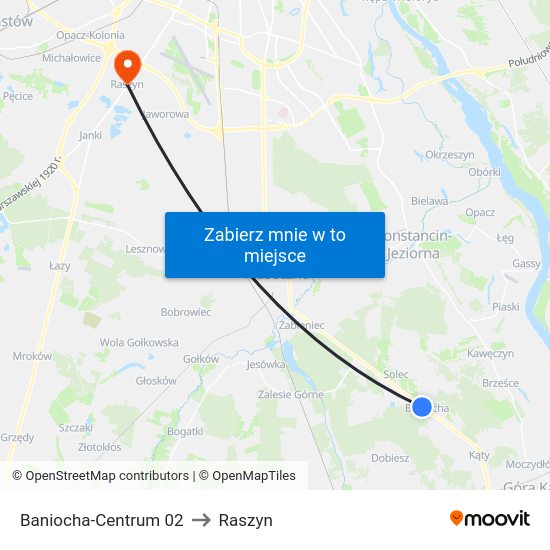 Baniocha-Centrum 02 to Raszyn map