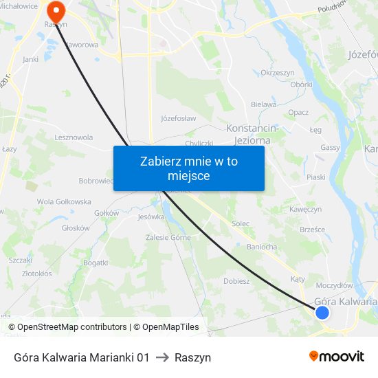 Góra Kalwaria Marianki 01 to Raszyn map