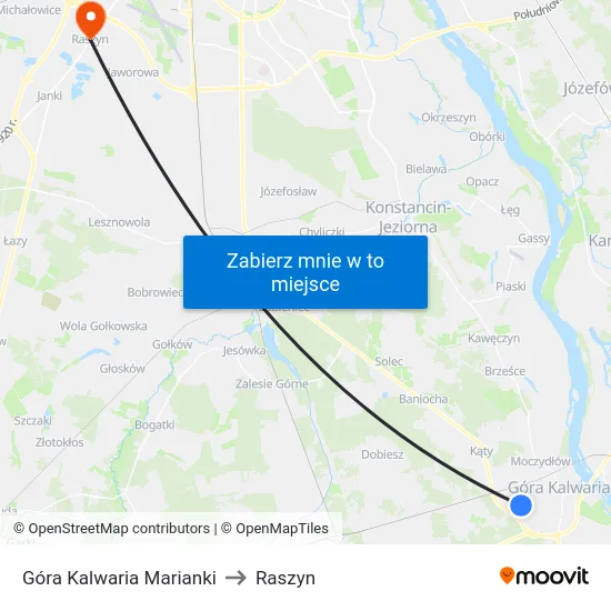 Góra Kalwaria Marianki to Raszyn map