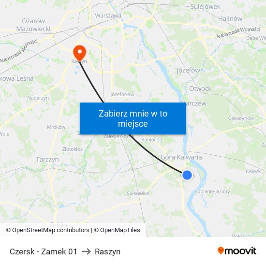 Czersk - Zamek 01 to Raszyn map