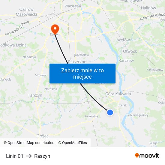 Linin 01 to Raszyn map