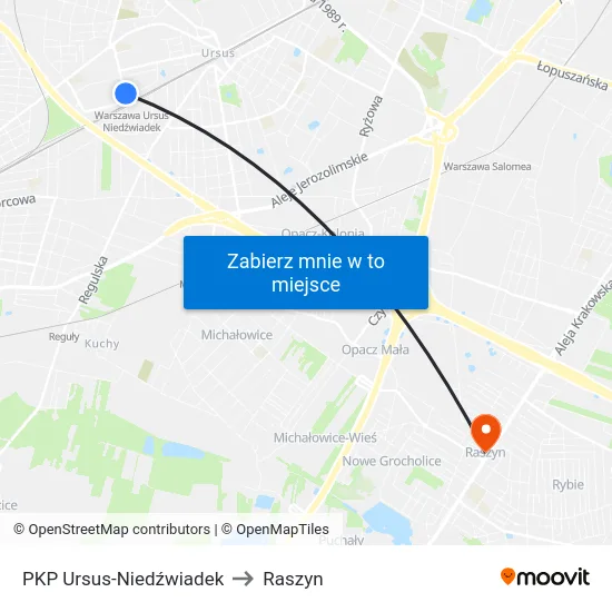 PKP Ursus-Niedźwiadek to Raszyn map