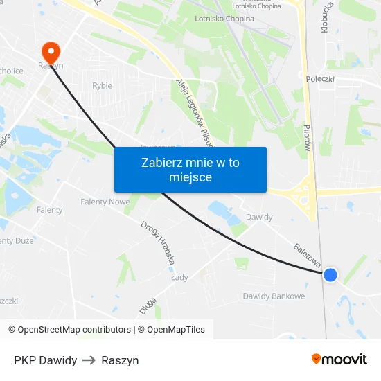 PKP Dawidy to Raszyn map
