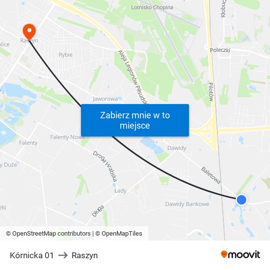 Kórnicka 01 to Raszyn map