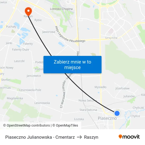 Piaseczno Julianowska - Cmentarz to Raszyn map