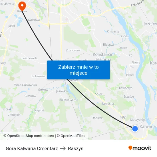 Góra Kalwaria Cmentarz to Raszyn map