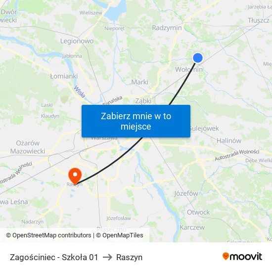 Zagościniec - Szkoła 01 to Raszyn map