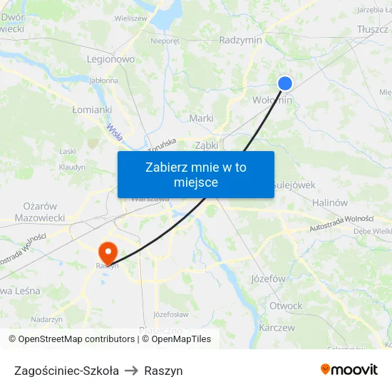 Zagościniec - Szkoła to Raszyn map
