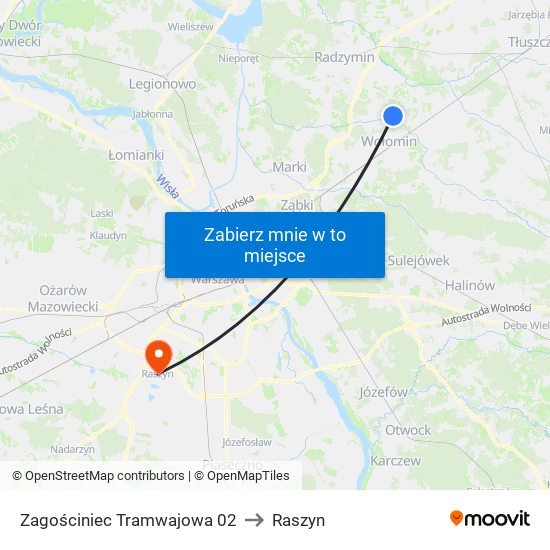 Zagościniec Tramwajowa 02 to Raszyn map