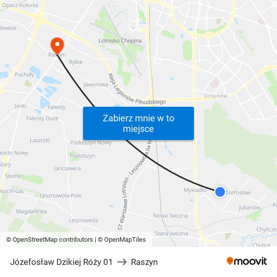 Józefosław Dzikiej Róży 01 to Raszyn map