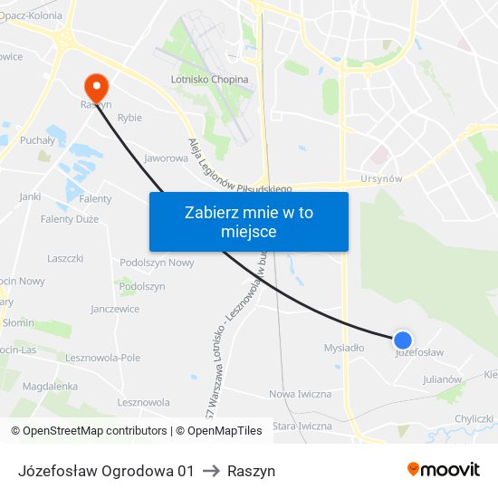 Józefosław Ogrodowa to Raszyn map