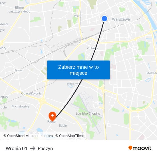 Wronia 01 to Raszyn map