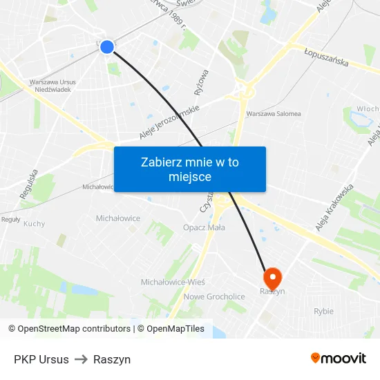 PKP Ursus to Raszyn map