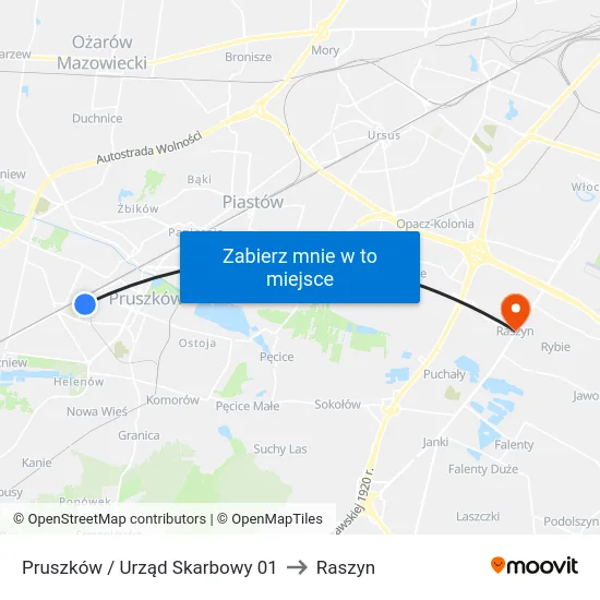 Pruszków / Urząd Skarbowy 01 to Raszyn map