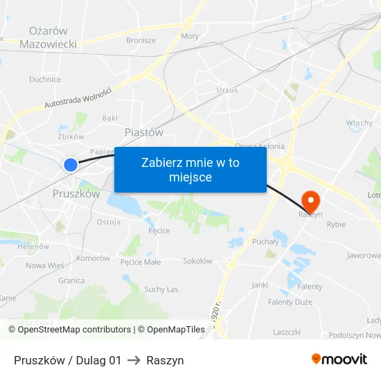 Pruszków / Dulag 01 to Raszyn map