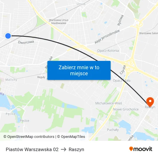 Piastów Warszawska 02 to Raszyn map