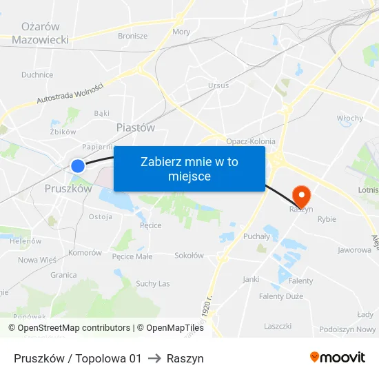 Pruszków / Topolowa 01 to Raszyn map