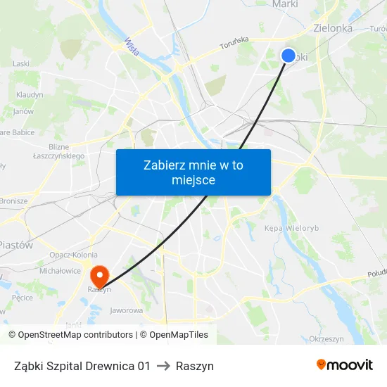 Ząbki Szpital Drewnica 01 to Raszyn map
