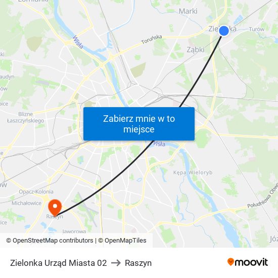 Zielonka Urząd Miasta 02 to Raszyn map