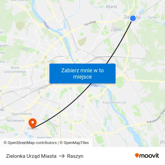 Zielonka Urząd Miasta to Raszyn map