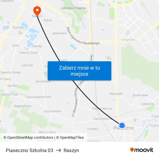 Piaseczno Szkolna 03 to Raszyn map