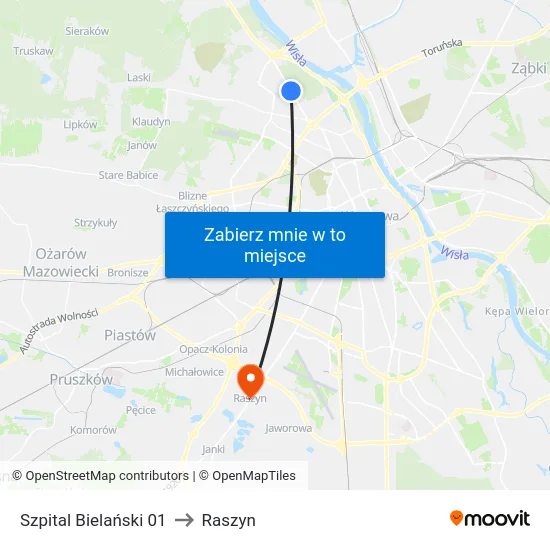 Szpital Bielański 01 to Raszyn map