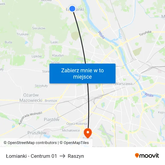 Łomianki - Centrum 01 to Raszyn map