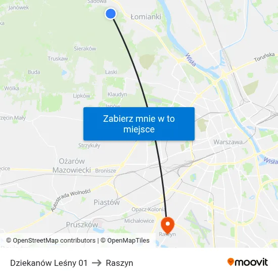 Dziekanów Leśny 01 to Raszyn map