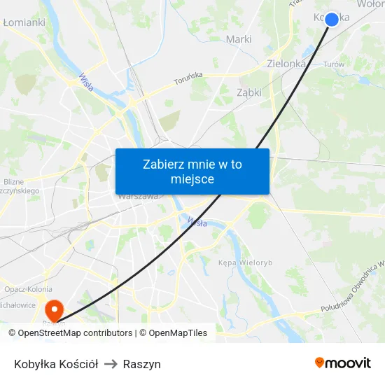 Kobyłka Kościół to Raszyn map