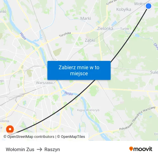 Wołomin Zus to Raszyn map