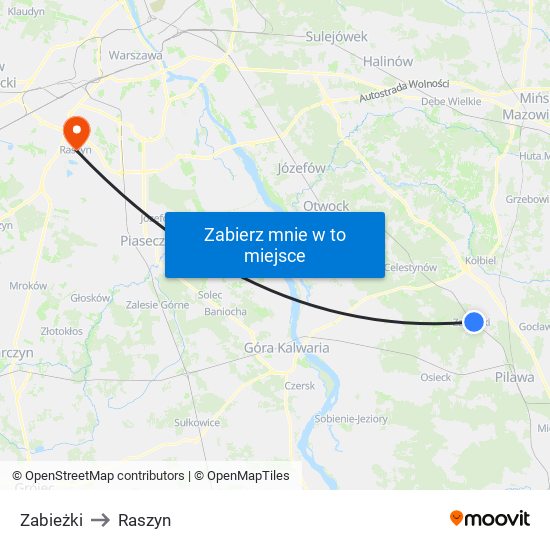 Zabieżki to Raszyn map