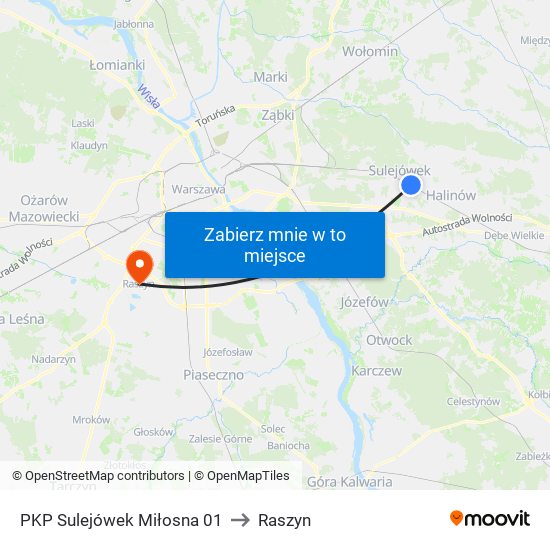 PKP Sulejówek Miłosna 01 to Raszyn map