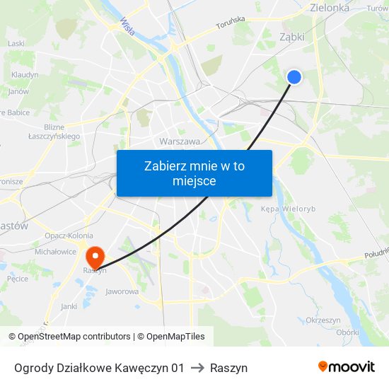 Ogrody Działkowe Kawęczyn 01 to Raszyn map