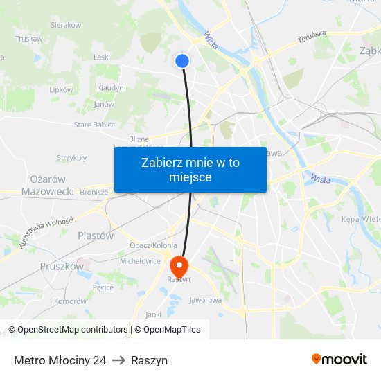 Metro Młociny 24 to Raszyn map