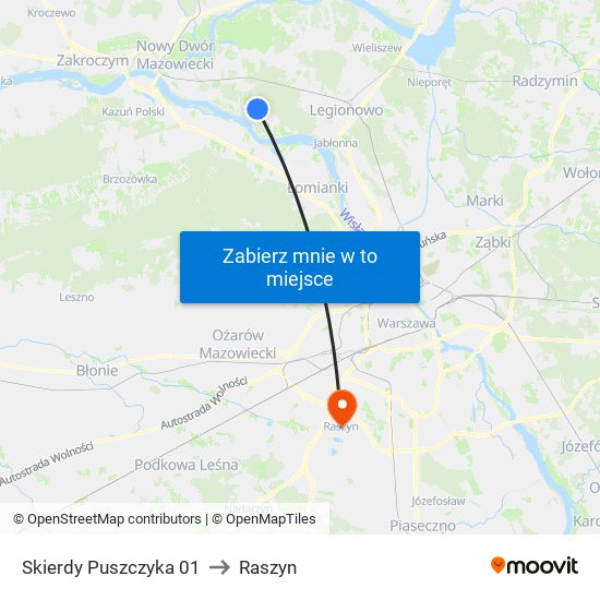 Skierdy Puszczyka to Raszyn map